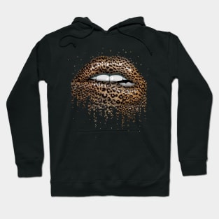 s Cool Lips Bite Kiss Me Leopard Print Cheetah Hoodie